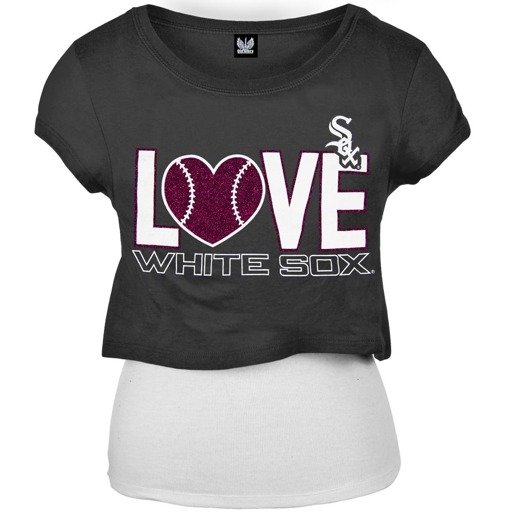 Chicago White Sox - Glitter Love Girls Youth T-Shirt w/Tank Youth T-Shirts Chicago White Sox 10 Black 