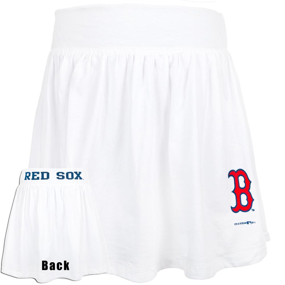 Boston Red Sox - Logo Girls Youth Athletic Skort Youth Skirts Boston Red Sox 12 White 