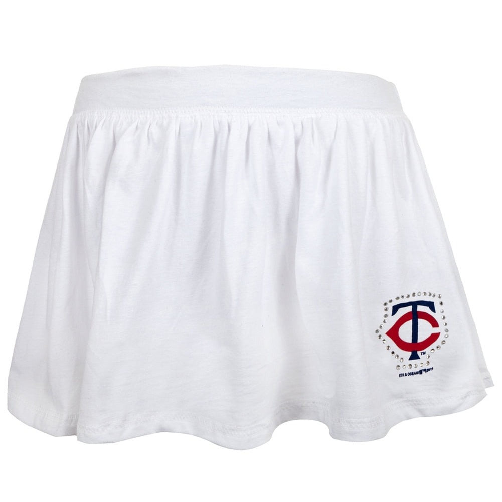 Minnesota Twins - Rhinestone Logo Girls Juvy Athletic Skort Juvenile Skirts Minnesota Twins J6 White 