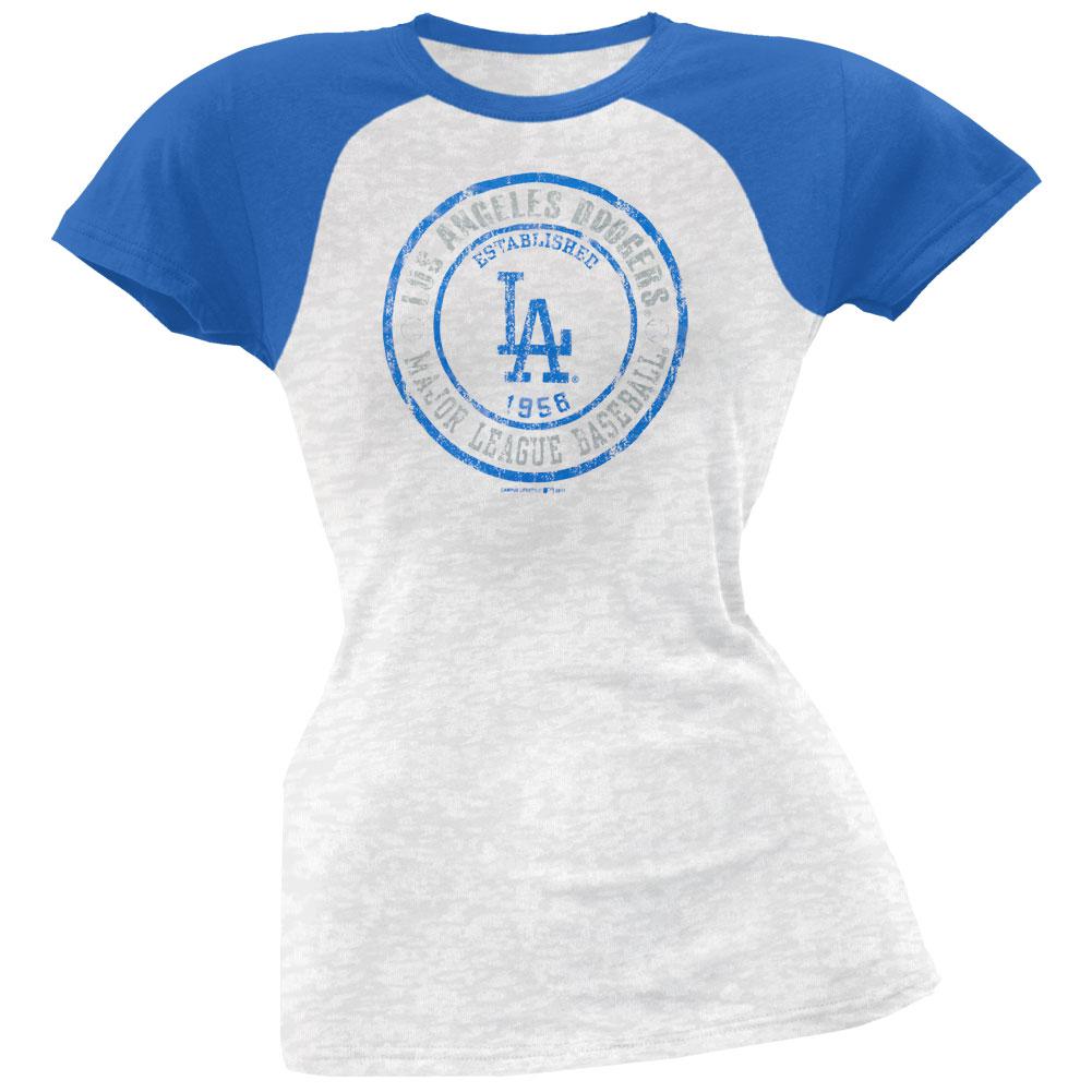 Los Angeles Dodgers - Juniors Raglan Burnout T-Shirt Juniors T-Shirts Los Angeles Dodgers LG White 