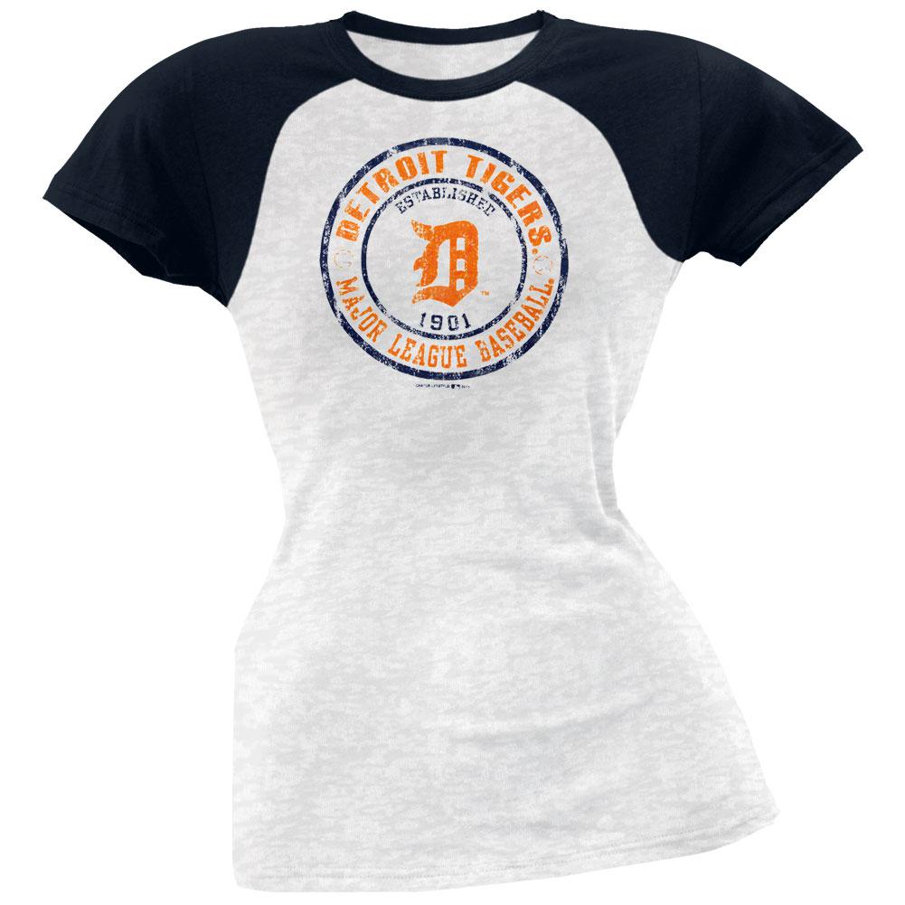 Detroit Tigers - Juniors Raglan Burnout T-Shirt Juniors T-Shirts Detroit Tigers LG White 