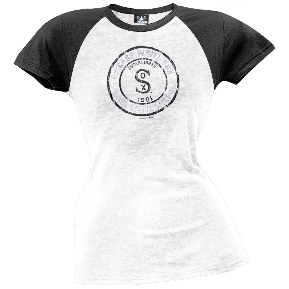 Chicago White Sox - Juniors Raglan Burnout T-Shirt Juniors T-Shirts Chicago White Sox MD White 