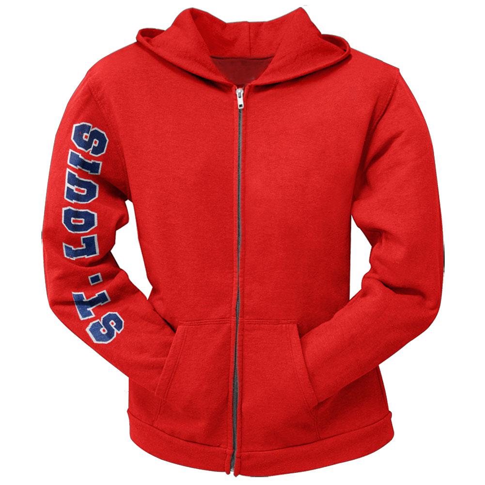 St. Louis Cardinals - Distressed Logo Juniors Zip Hoodie Juniors Hoodies St. Louis Cardinals SM Red 