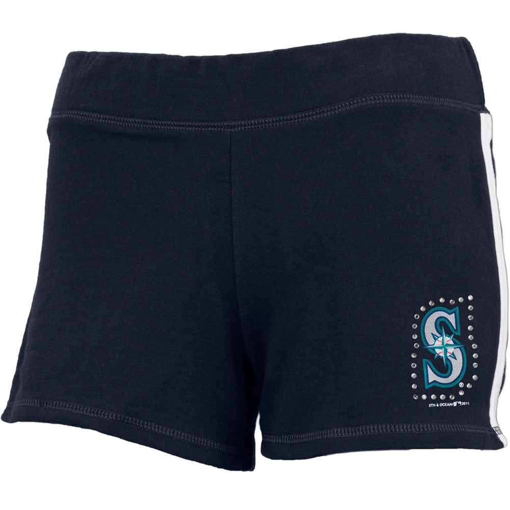 Seattle Mariners - Rhinestone Logo Girls Juvy Athletic Shorts Youth Shorts Seattle Mariners J6 Blue 