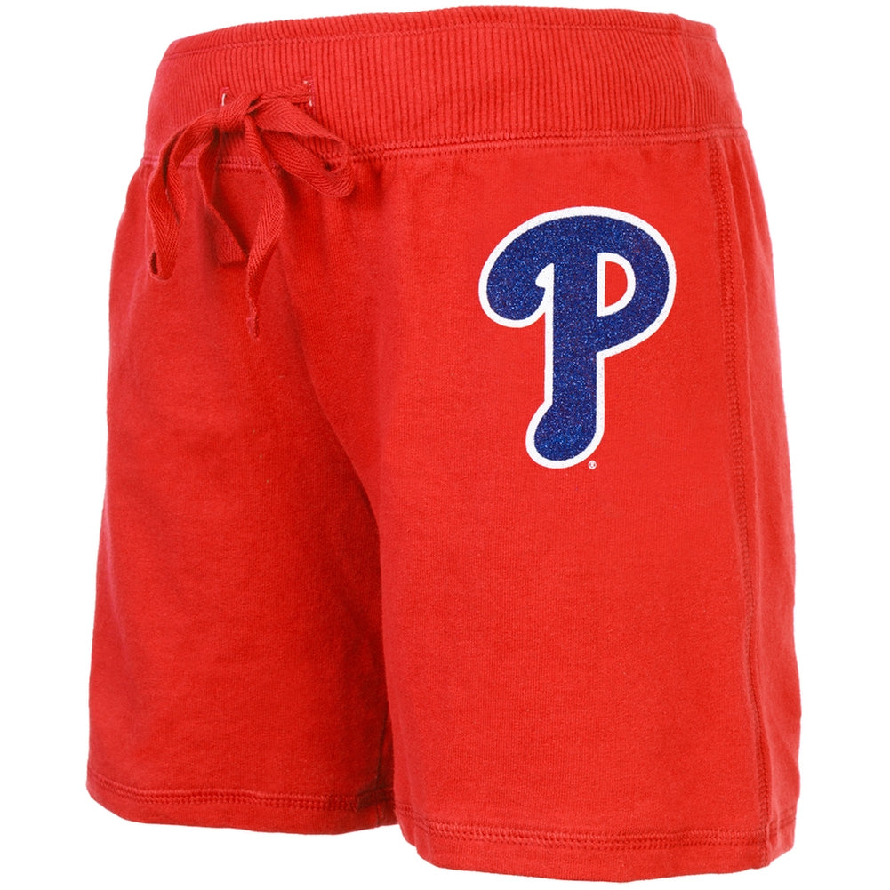 Philadelphia Phillies - Glitter Logo Girls Youth Drawstring Shorts Youth Shorts Philadelphia Phillies 10 Red 