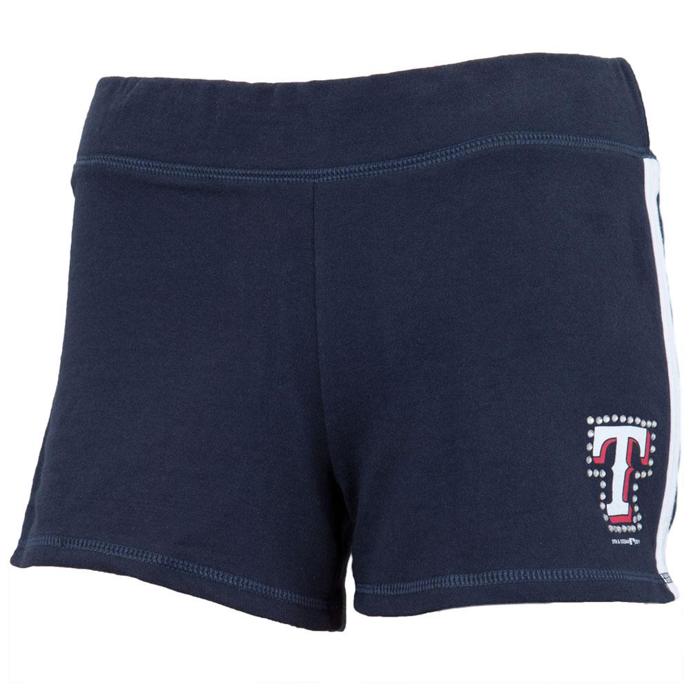 Texas Rangers - Rhinestone Logo Girls Juvy Athletic Shorts Juvenile Shorts Texas Rangers J6 Black 