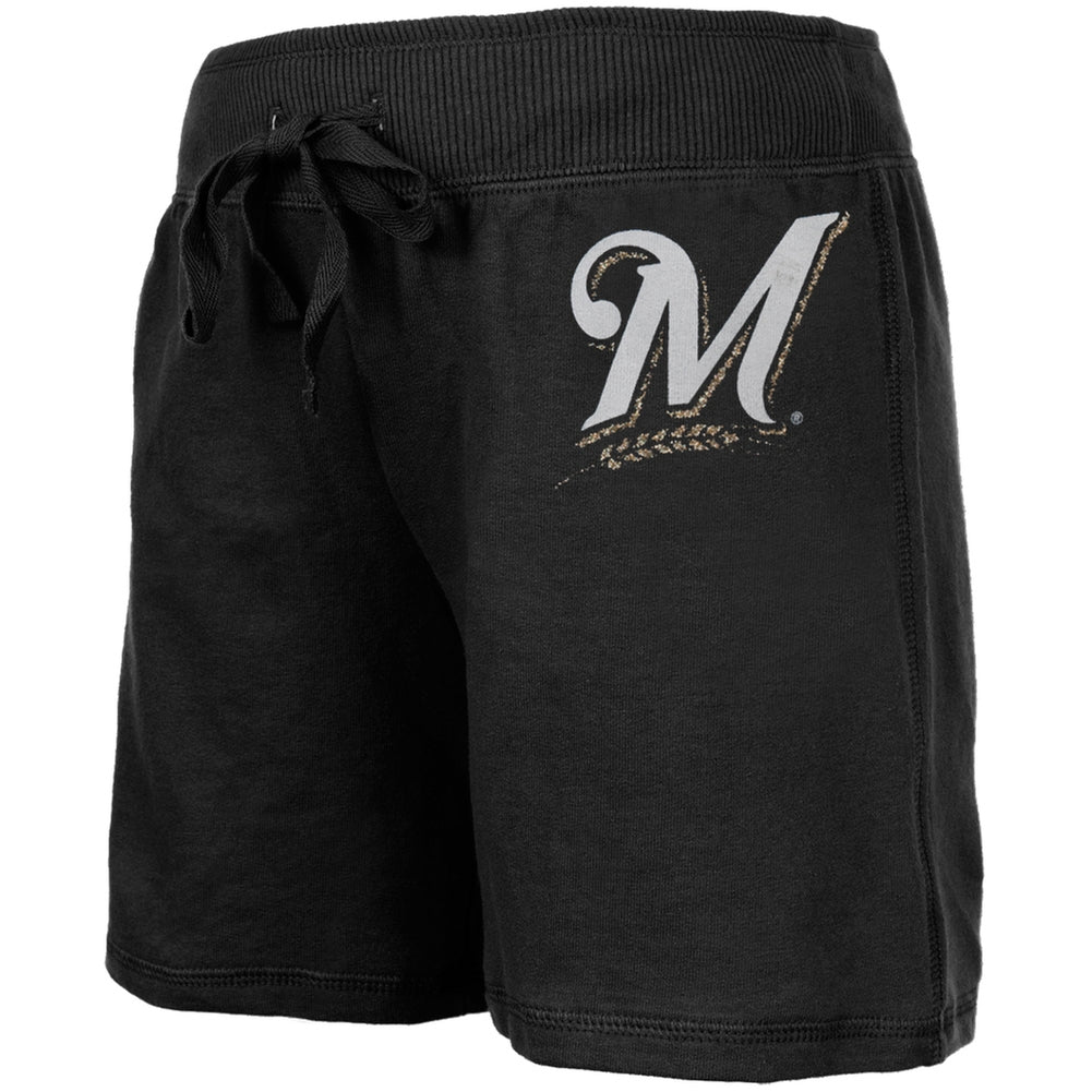 Milwaukee Brewers - Glitter Logo Girls Youth Drawstring Shorts Youth Shorts Milwaukee Brewers 10 Blue 