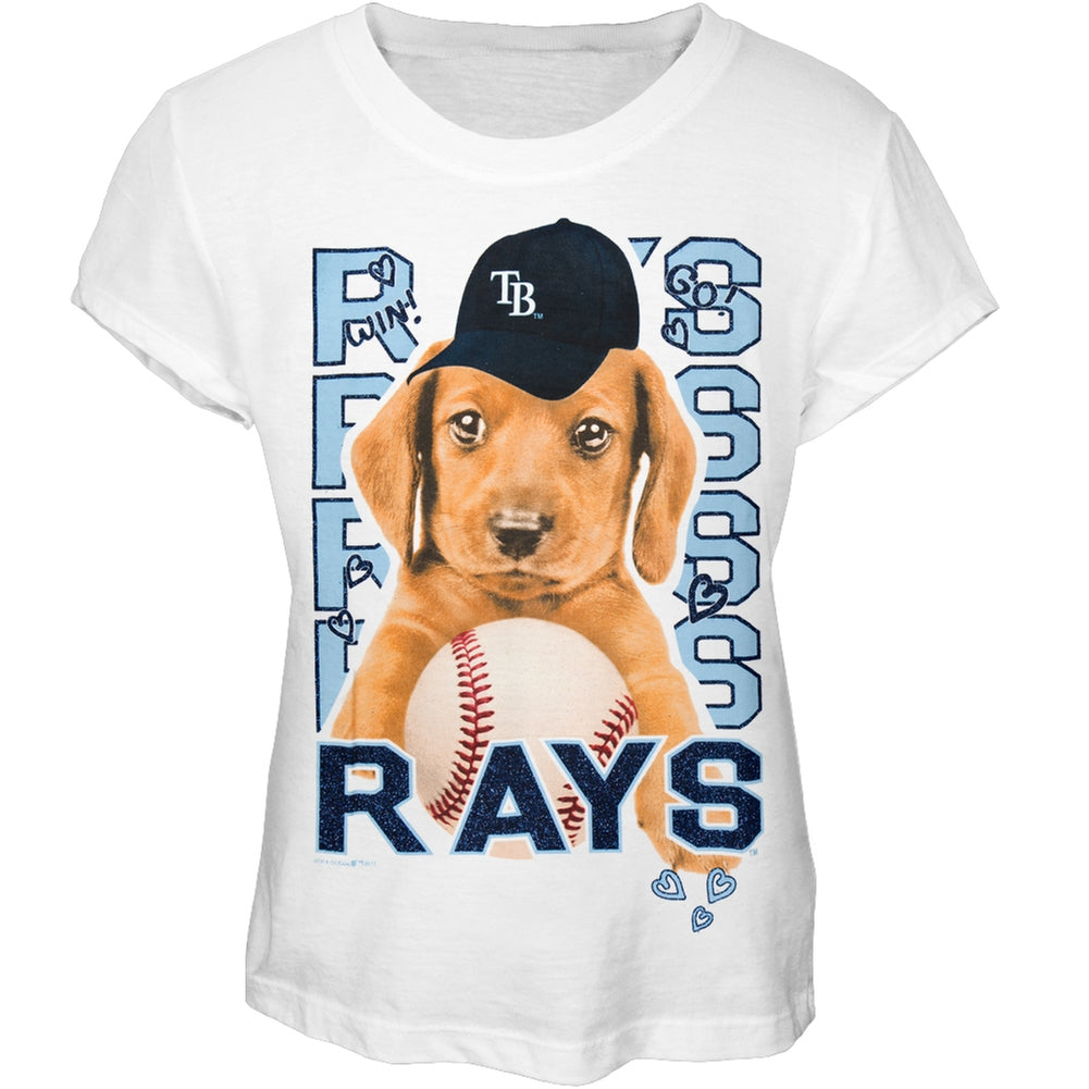 Tampa Bay Rays - Puppy Dog Girls Juvy T-Shirt Juvenile T-Shirts Tampa Bay Devil Rays J6 White 