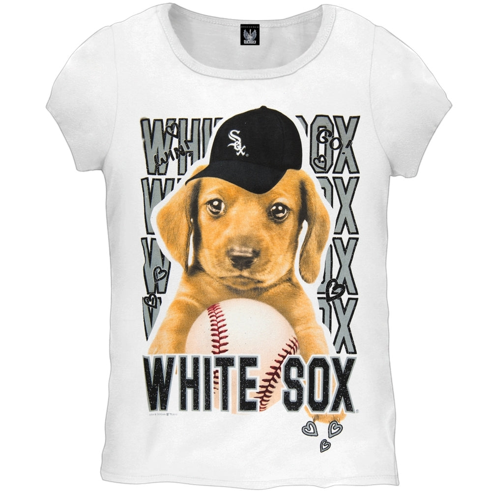 Chicago White Sox - Puppy Dog Girls Juvy T-Shirt Juvenile T-Shirts Chicago White Sox J7 White 