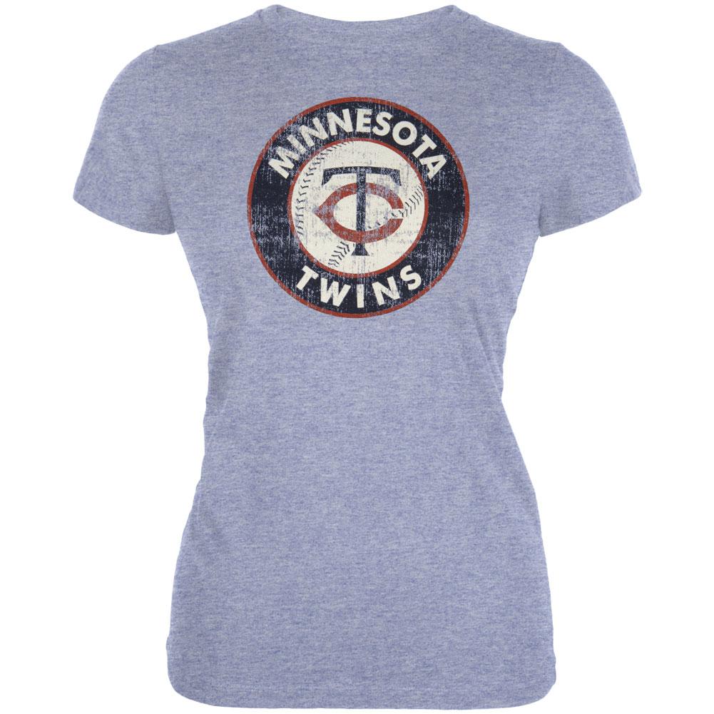 Minnesota Twins - Distressed Logo Juniors Soft T-Shirt Juniors T-Shirts Minnesota Twins MD Blue 