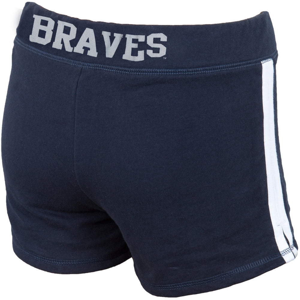 Atlanta Braves - Rhinestone Logo Girls Juvy Athletic Shorts Juvenile Shorts Atlanta Braves   