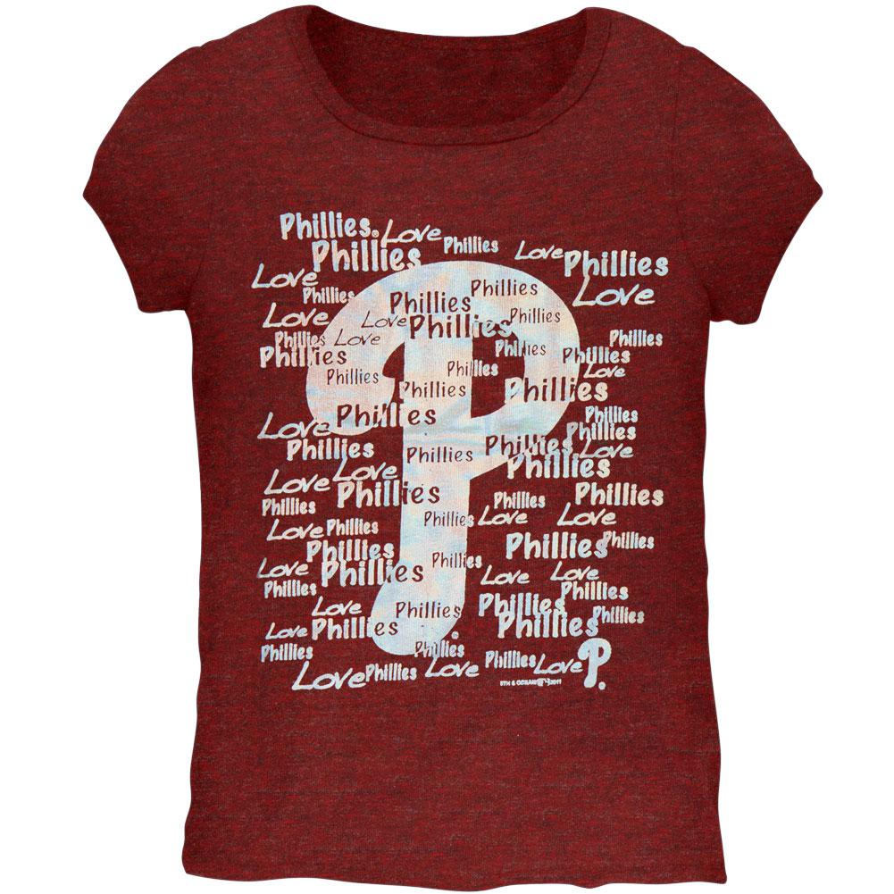 Philadelphia Phillies - Foil Love Girls Youth T-Shirt Youth T-Shirts Philadelphia Phillies 10 Red 