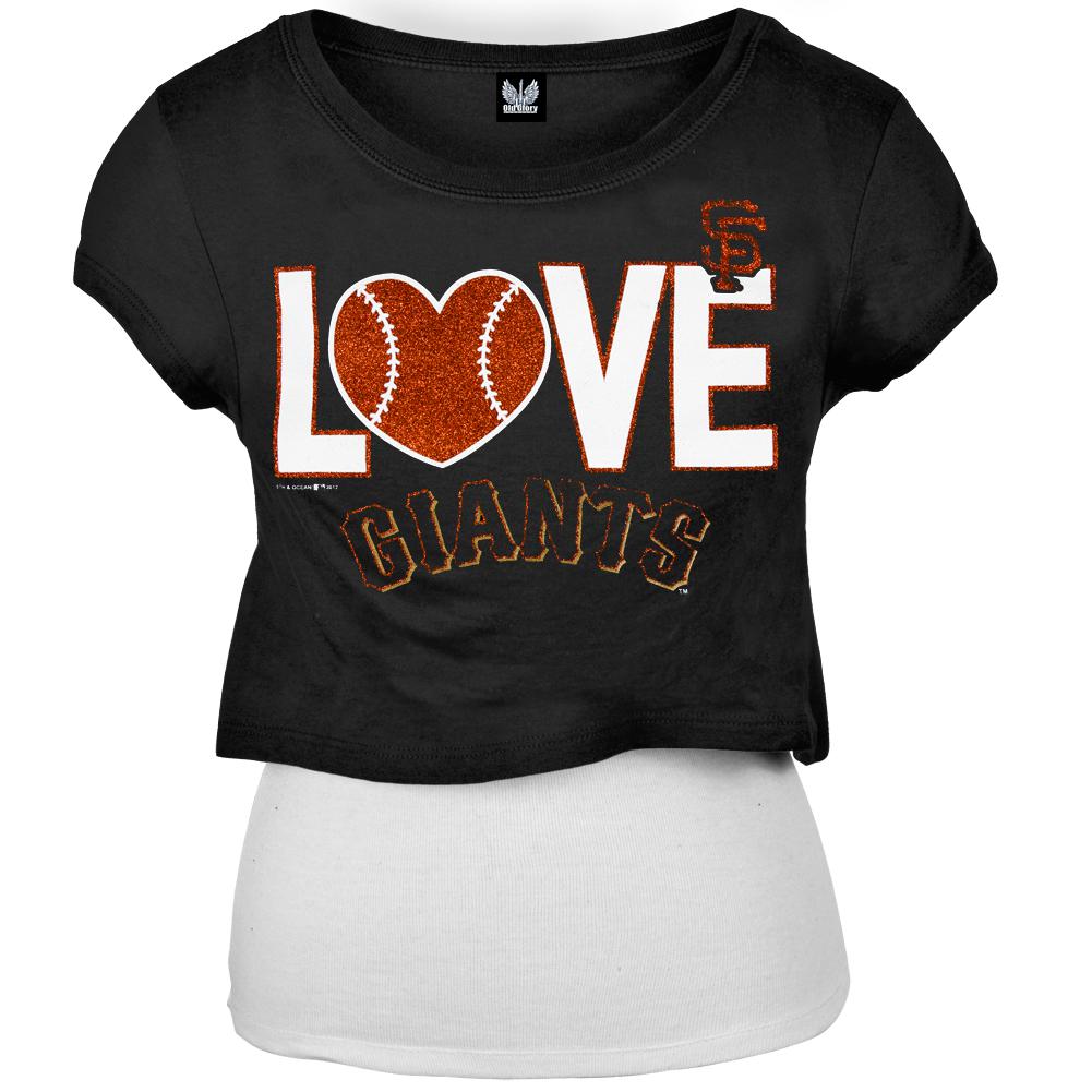 San Francisco Giants - Glitter Love Girls Youth T-Shirt w/Tank Youth T-Shirts San Francisco Giants 12 Black 