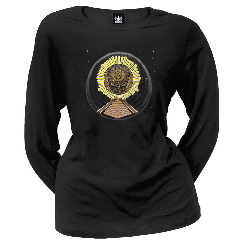 Grateful Dead - Aztec Stealie Juniors Slouch Long Sleeve T-Shirt Juniors Long Sleeves Grateful Dead MD Black