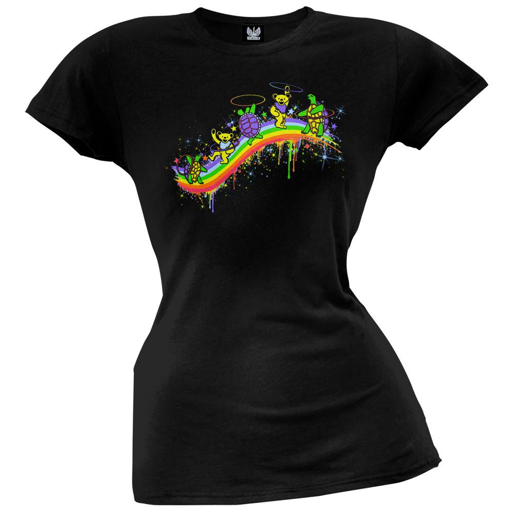 Grateful Dead - Rainbow Hoopers Black Juniors T-Shirt Juniors T-Shirts Grateful Dead   