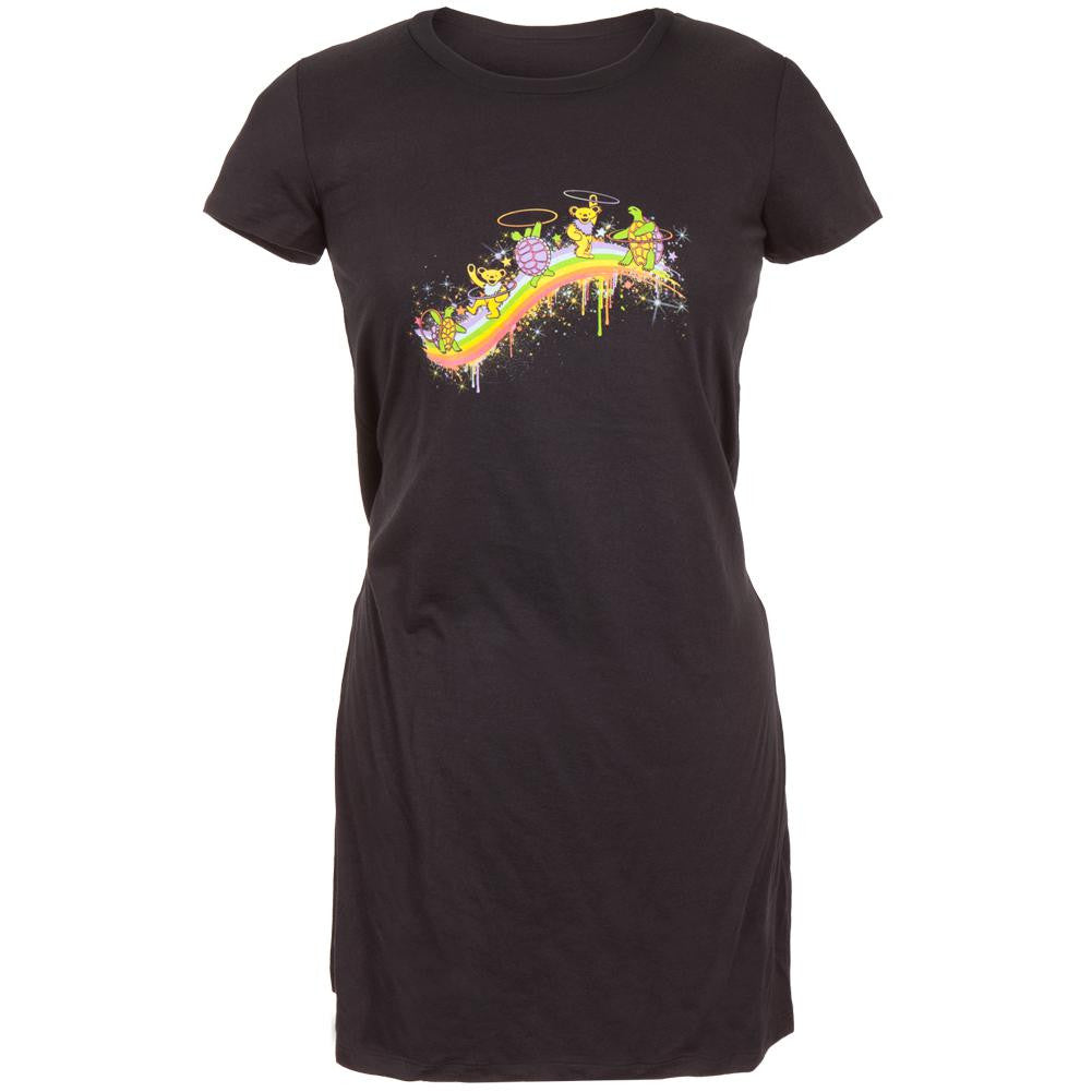 Grateful Dead - Rainbow Hoopers Black Juniors Cap Sleeve Dress Juniors Dresses Grateful Dead   