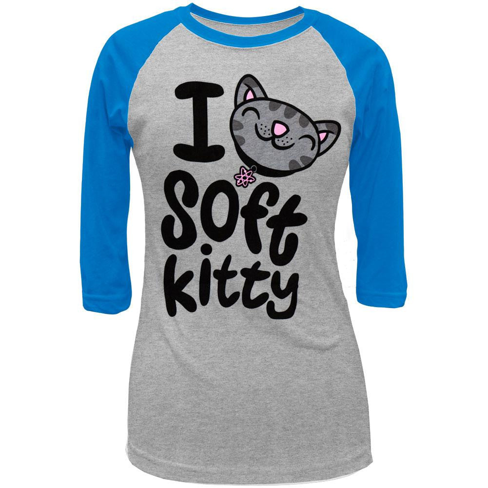 Big Bang Theory - I Heart Soft Kitty Juniors Raglan T-Shirt Juniors Raglans Big Bang Theory SM Grey 