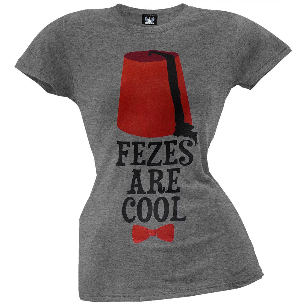 Doctor Who - Fezes Are Cool Juniors T-Shirt Juniors T-Shirts Doctor Who SM Grey