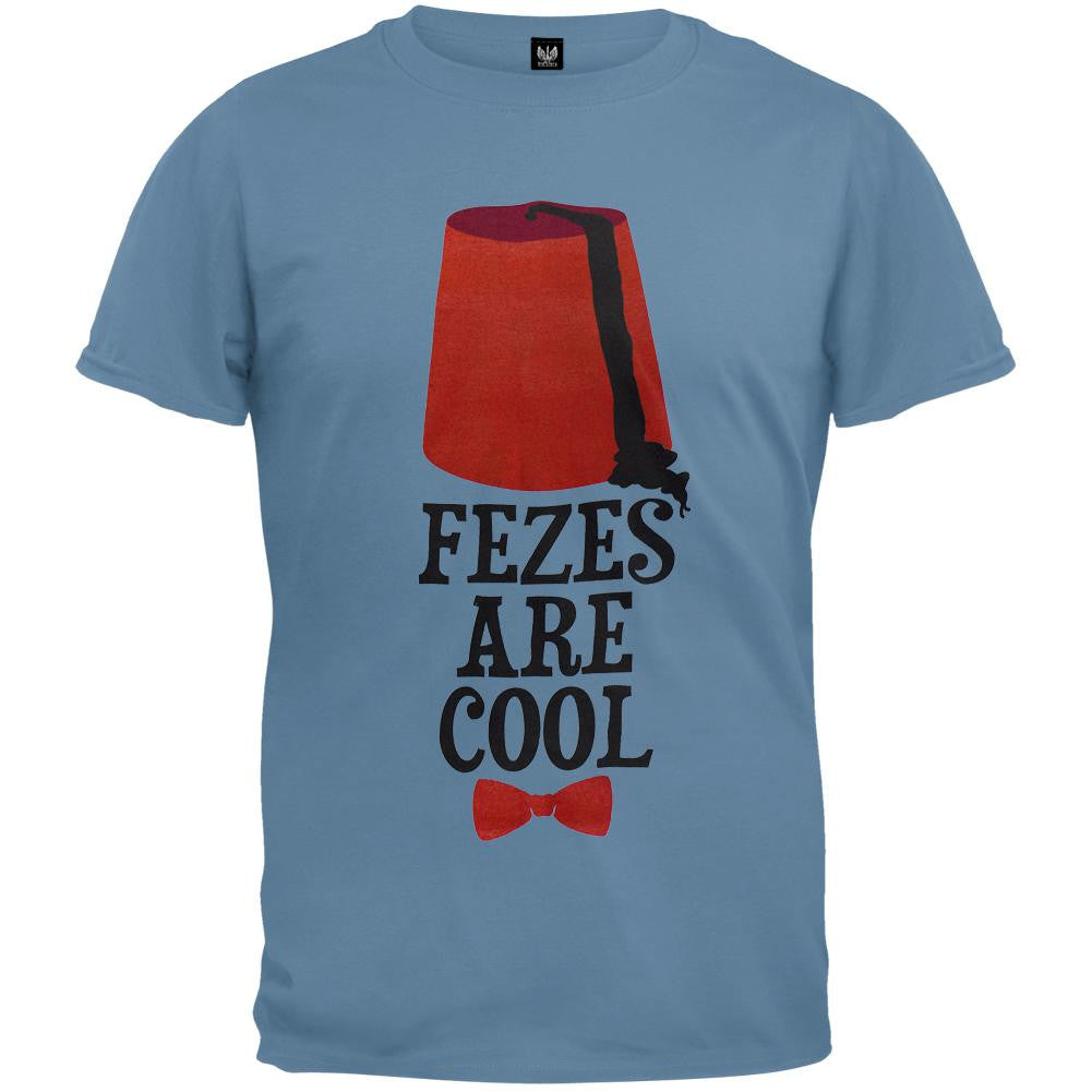 Doctor Who - Fezes Are Cool T-Shirt Men's T-Shirts Doctor Who SM Light Blue 