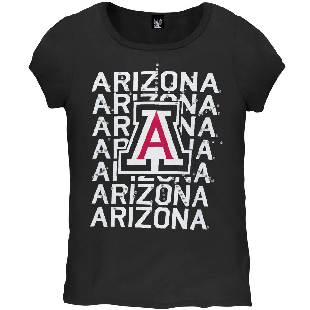 Arizona Wildcats - Rhinestone Ray Girls Juvy T-Shirt Juvenile T-Shirts Arizona Wildcats 7 Black 