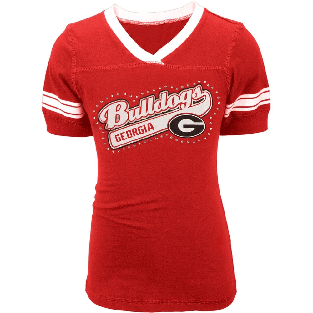 Georgia Bulldogs - Rhinestone Swoop Logo Girls Juvy T-Shirt Juvenile T-Shirts Georgia Bulldogs   