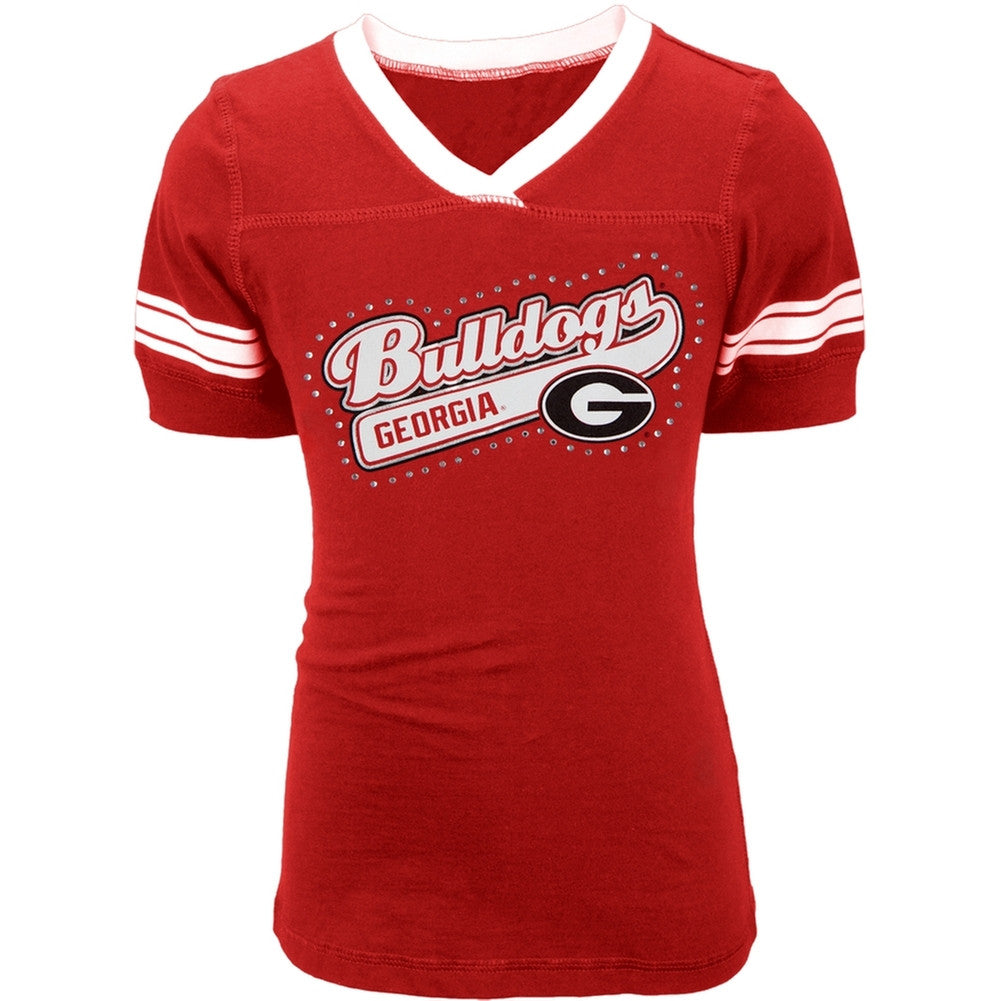 Georgia Bulldogs - Rhinestone Swoop Logo Game Day Girls Youth T-Shirt Youth T-Shirts Georgia Bulldogs   