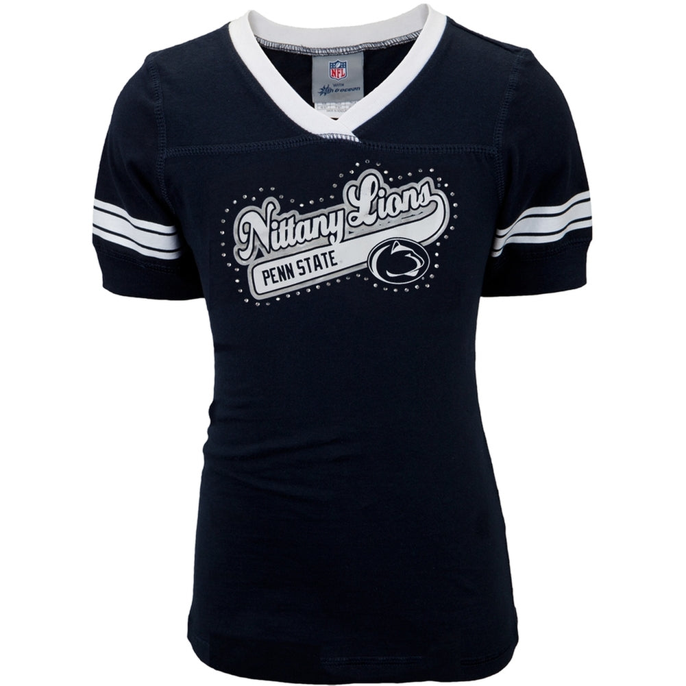 Penn State - Rhinestone Swoop Logo Game Day Girls Juvy T-Shirt Juvenile T-Shirts Penn State Nittany Lions J8 Blue 