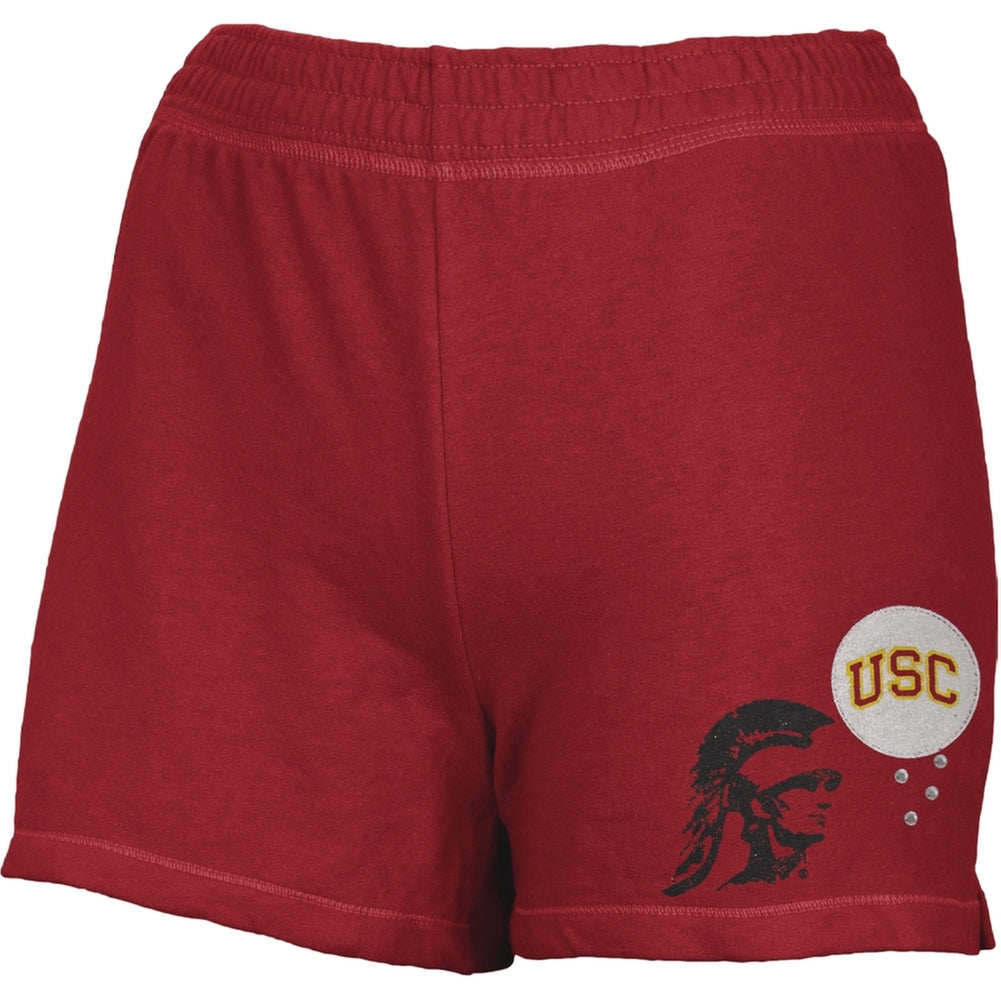 USC Trojans - Glitter Logo w/Rhinestones Girls Youth Athletic Shorts Youth Shorts USC Trojans 10 Red 