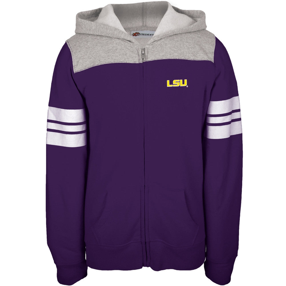 LSU Tigers - Game Day Sports Stripes Girls Youth Zip Hoodie Youth Hoodies LSU Tigers   