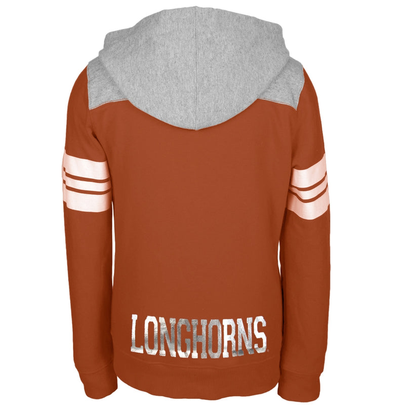 Texas Longhorns - Rhinestone Rays Logo Girls Juvy Zip Hoodie Juvenile Hoodies Texas Longhorns   