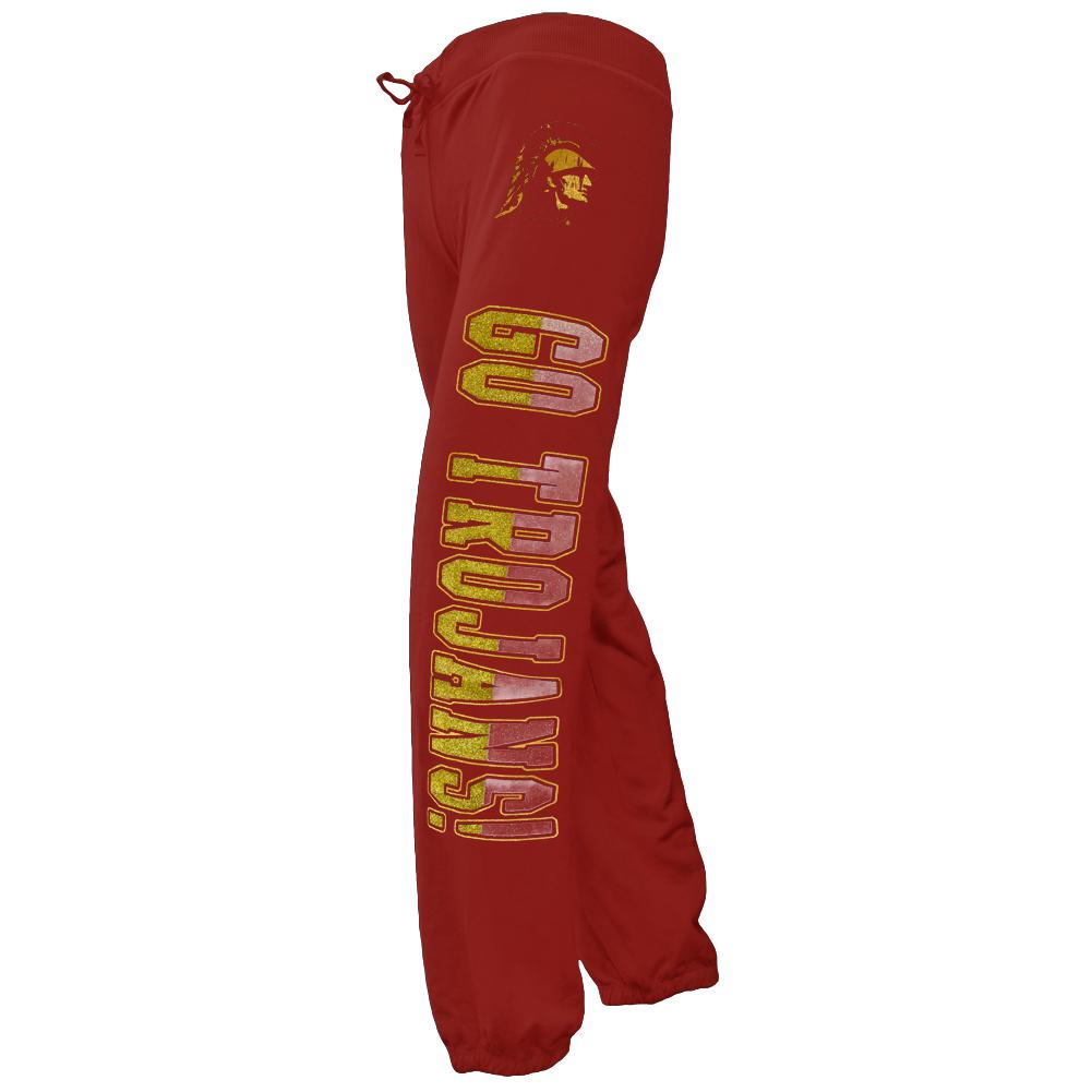 USC Trojans - Glitter Go Logo Girls Juvy Sweatpants Juvenile Sweatpants USC Trojans J6 Red 