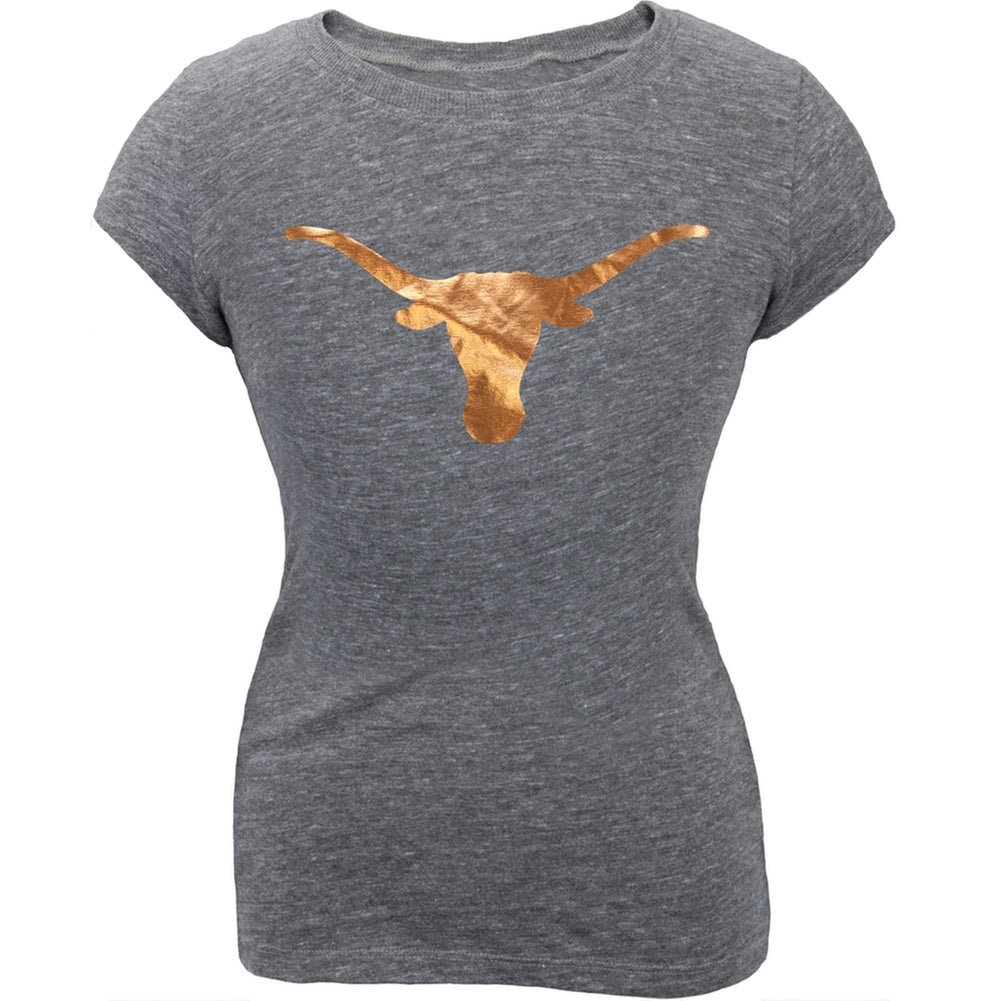 Texas Longhorns - Big Foil Logo Girls Juvy T-Shirt Juvenile T-Shirts Texas Longhorns J6 Grey 