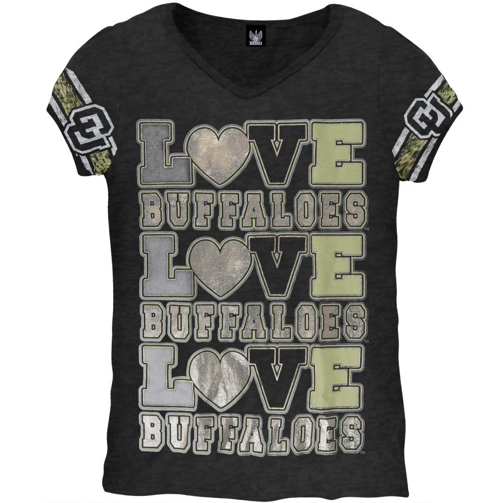 Colorado Buffaloes - Foil Love Girls Youth Burnout T-Shirt Youth T-Shirts Colorado Buffaloes 10 Black 