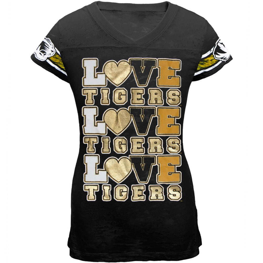 Missouri Tigers - Foil Love Girls Youth Burnout T-Shirt Youth T-Shirts Missouri Tigers   