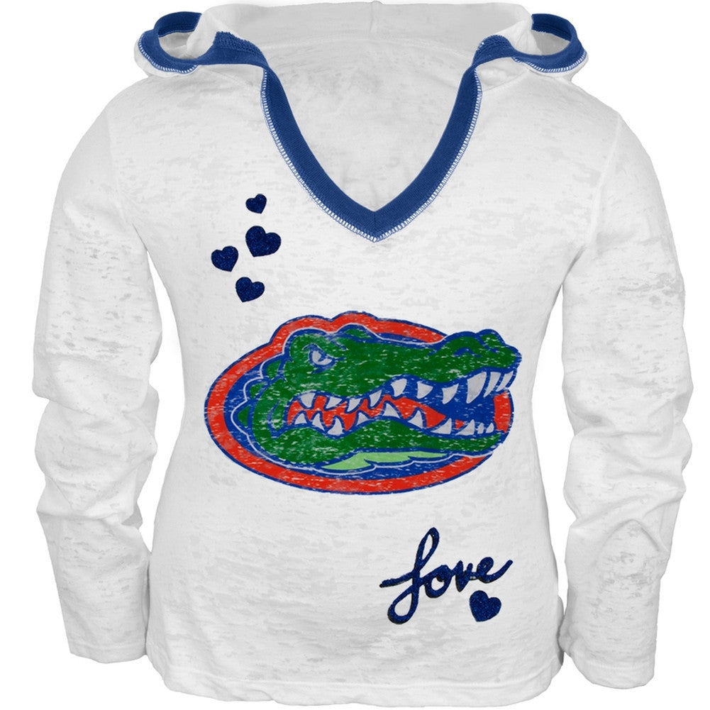 Florida Gators - Girls Juvy Burnout Hooded Long Sleeve T-Shirt Juvenile Long Sleeves Florida Gators   
