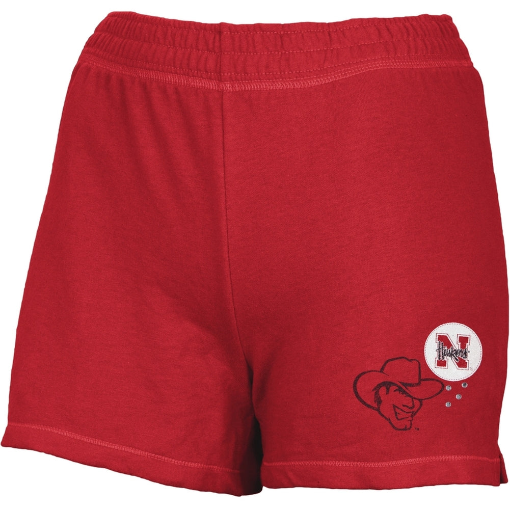 Nebraska Huskers - Glitter Logo Girls Youth Athletic Shorts Youth Shorts Nebraska Cornhuskers 14 Red 