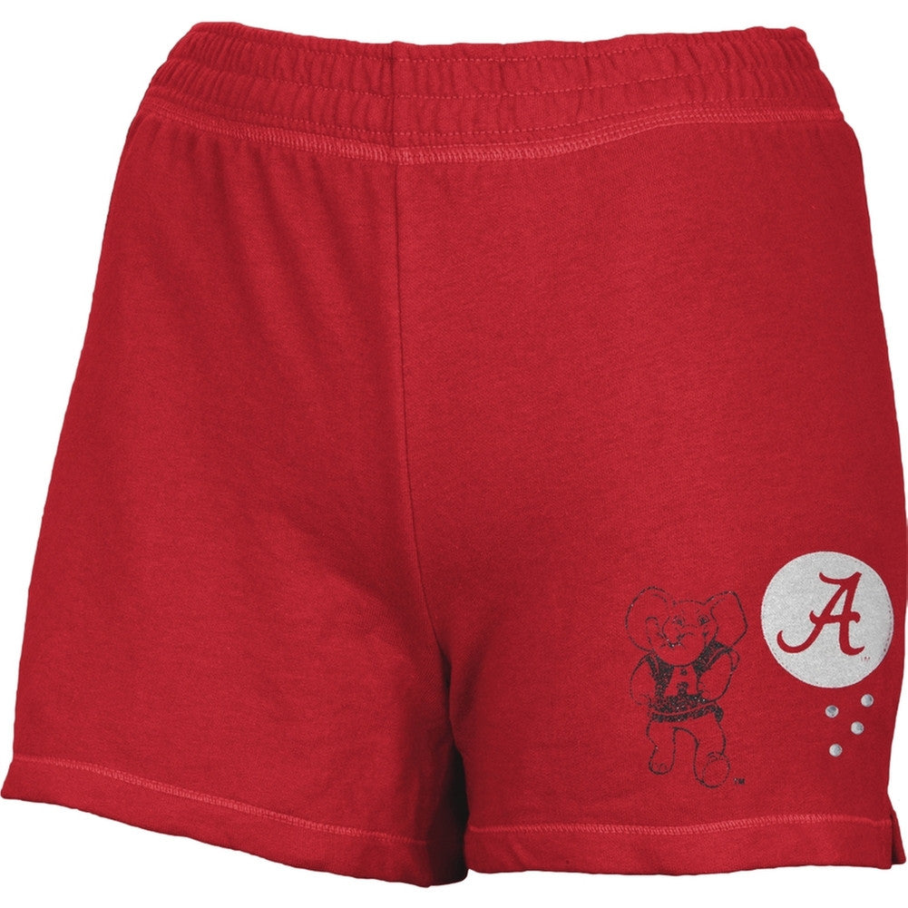 Alabama Crimson Tide - Glitter Logo w/ Rhinestones Girls Youth Athletic Shorts Youth Shorts Alabama Crimson Tide   