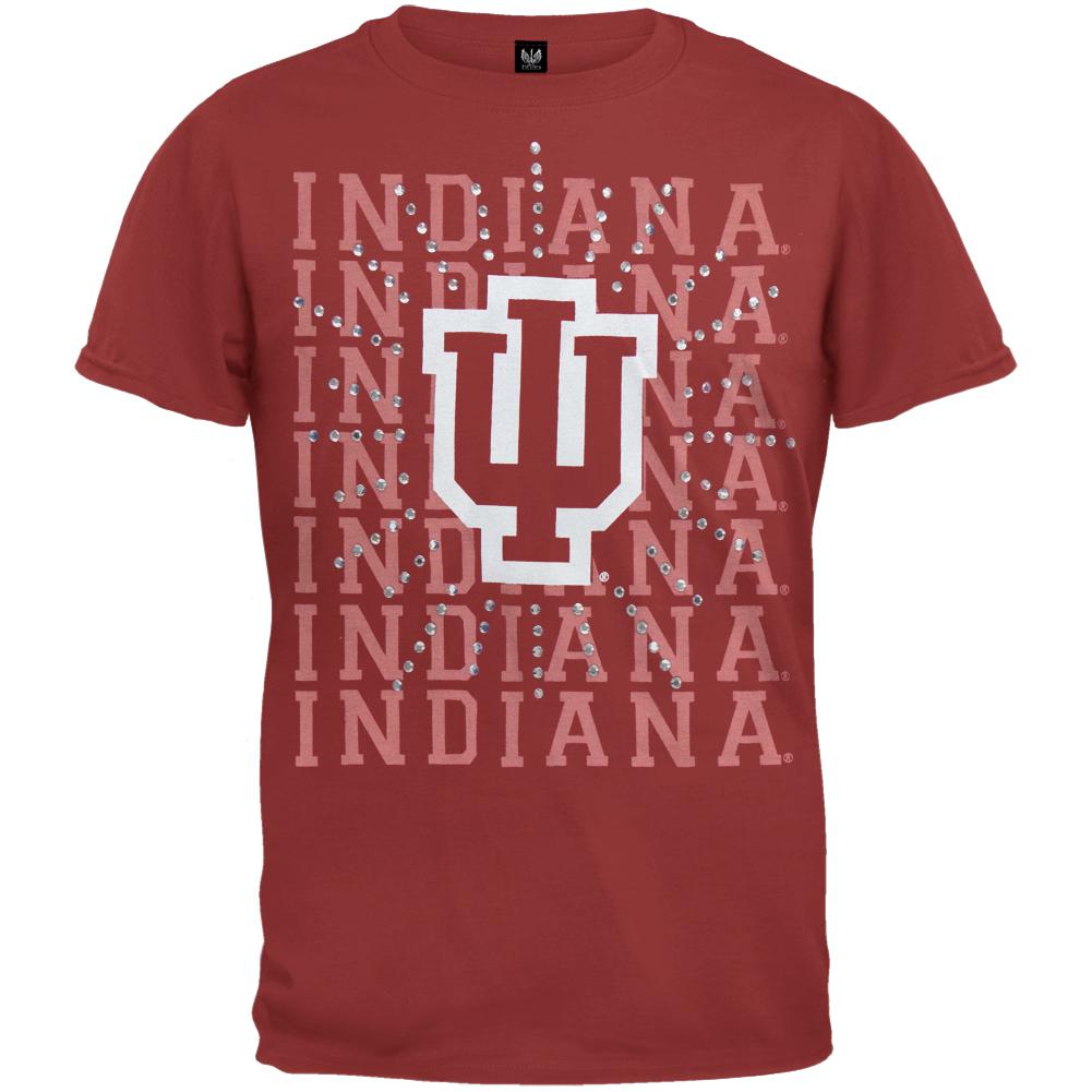 Indiana Hoosiers - Rhinestone Ray Girls Juvy T-Shirt Juvenile T-Shirts Indiana Hoosiers J6 Red 