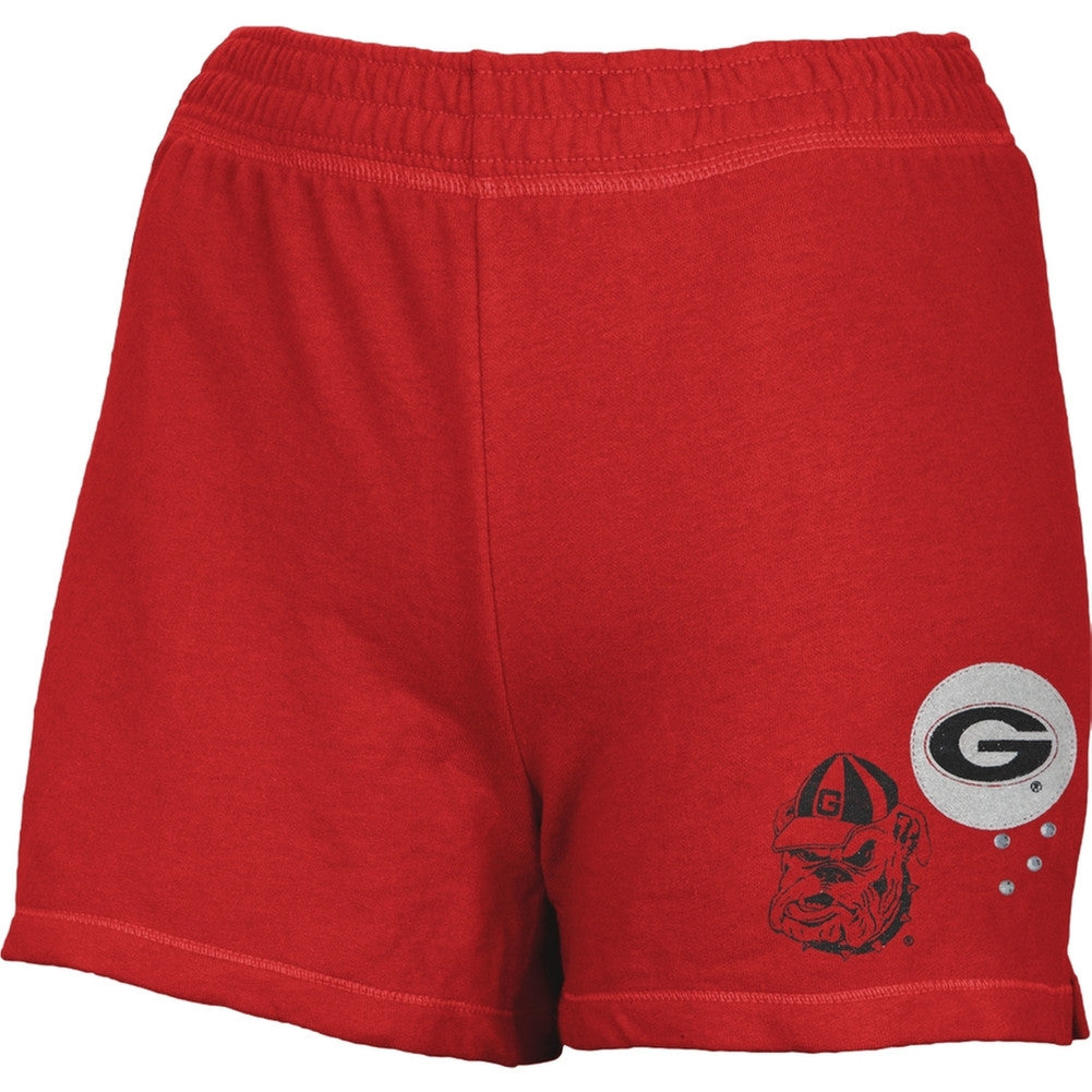 Georgia Bulldogs - Glitter Logo Girls Juvy Athletic Shorts Juvenile Shorts Georgia Bulldogs   