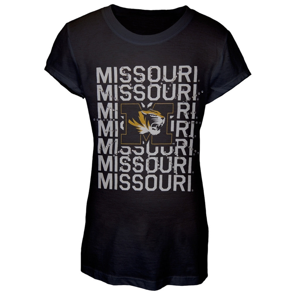 Missouri Tigers - Rhinestone Ray Girls Juvy T-Shirt Juvenile T-Shirts Missouri Tigers   