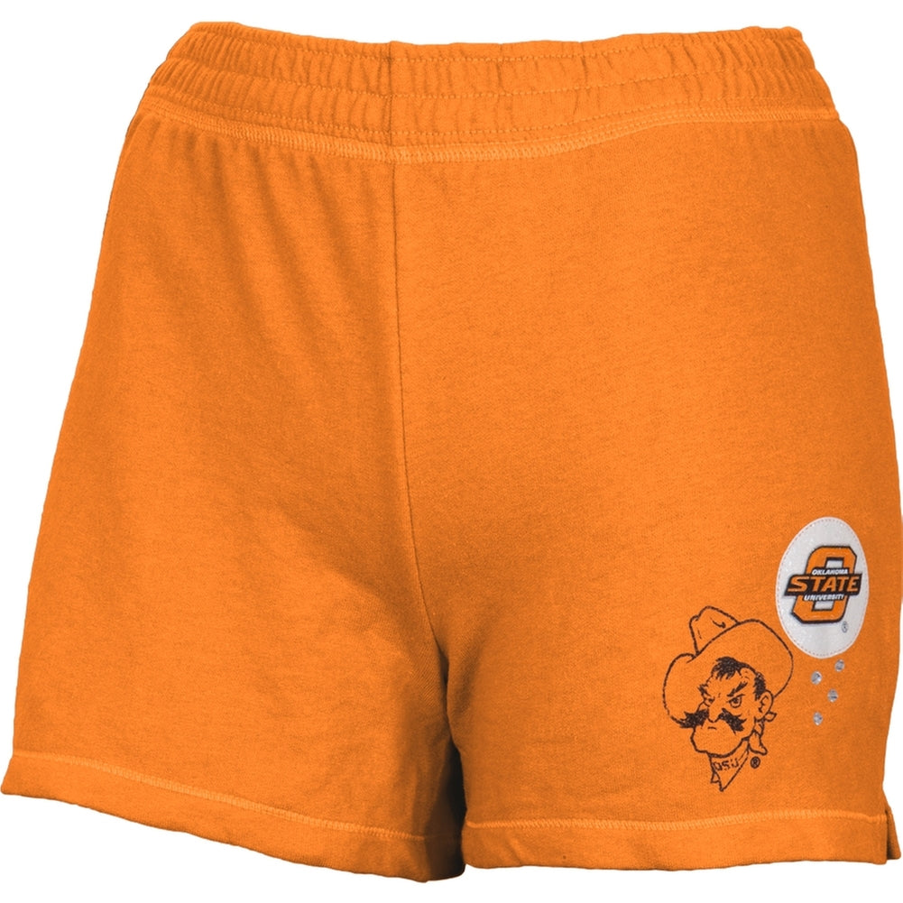 Oklahoma State Cowboys - Glitter Logo Girls Juvy Athletic Shorts Juvenile Shorts Oklahoma State Cowboys J6 Orange 