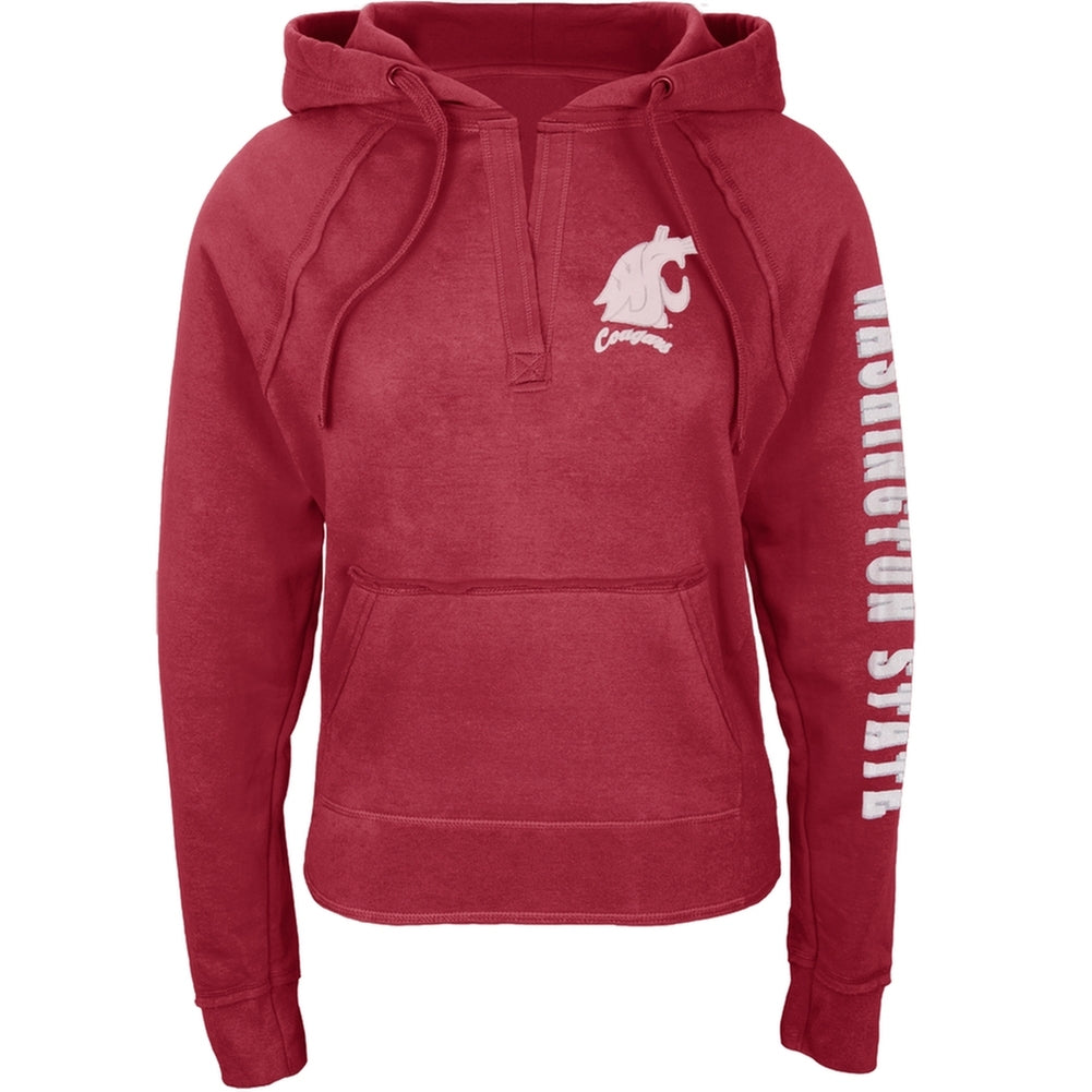 Washington State Cougars - Glitter Team Juniors V-Neck Juniors Hoodie Juniors Hoodies Washington State Cougars LG Red 