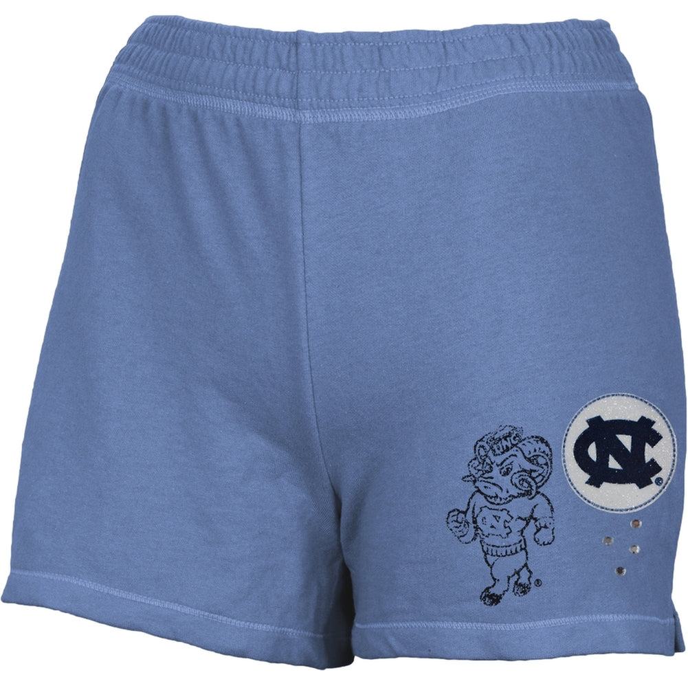 North Carolina Tar Heels - Glitter Logo Girls Juvy Athletic Shorts Juvenile Shorts North Carolina Tar Heels J7 Blue 