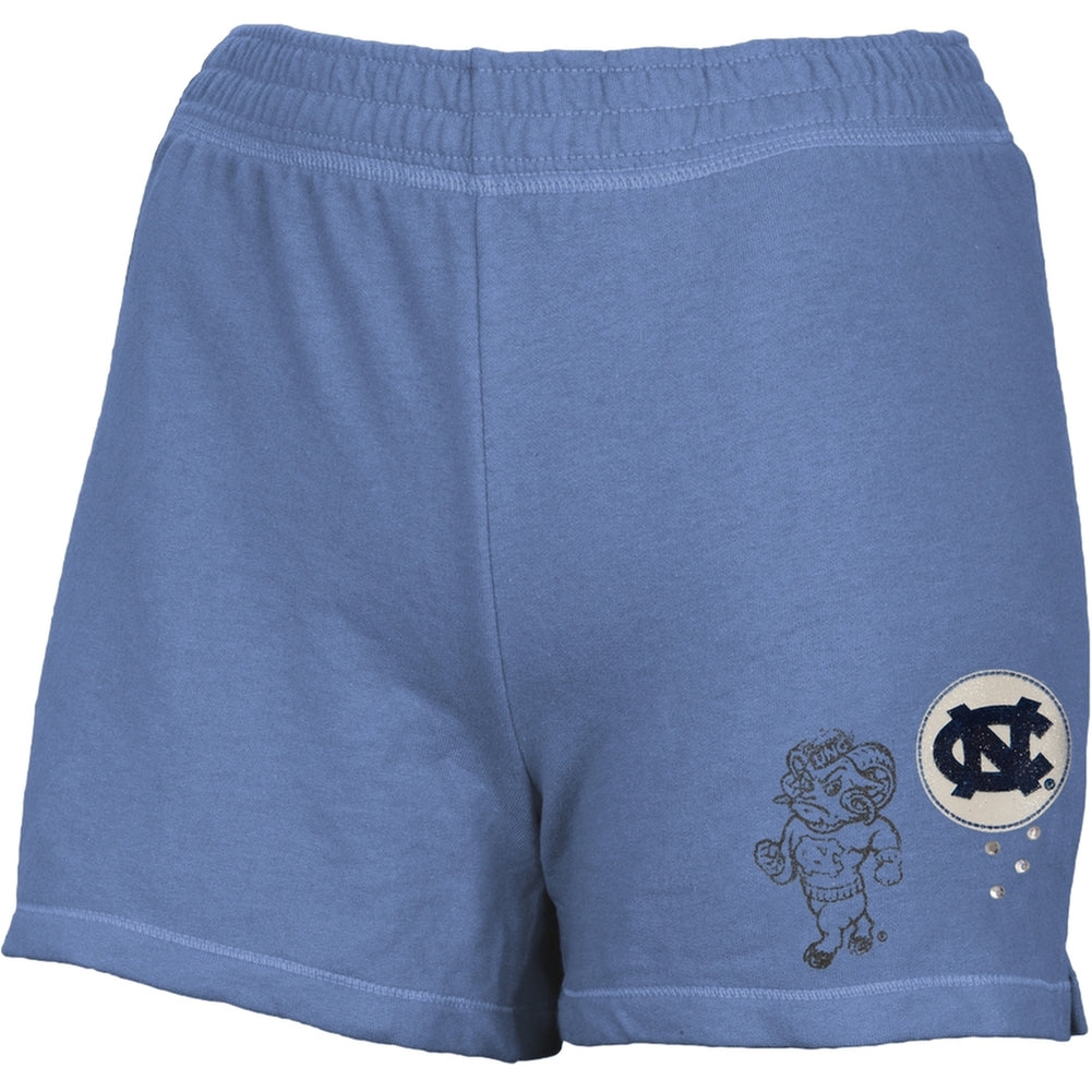 North Carolina Tar Heels - Glitter Logo Girls Youth Athletic Shorts Youth Shorts North Carolina Tar Heels 10 Blue 