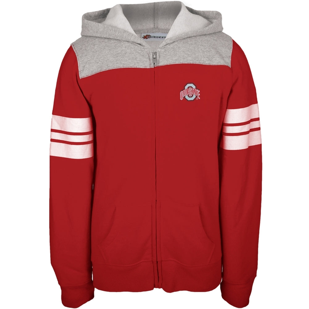 Ohio State Buckeyes - Game Day Stripes Girls Youth Zip Hoodie Youth Hoodies Ohio State Buckeyes 12 Red 