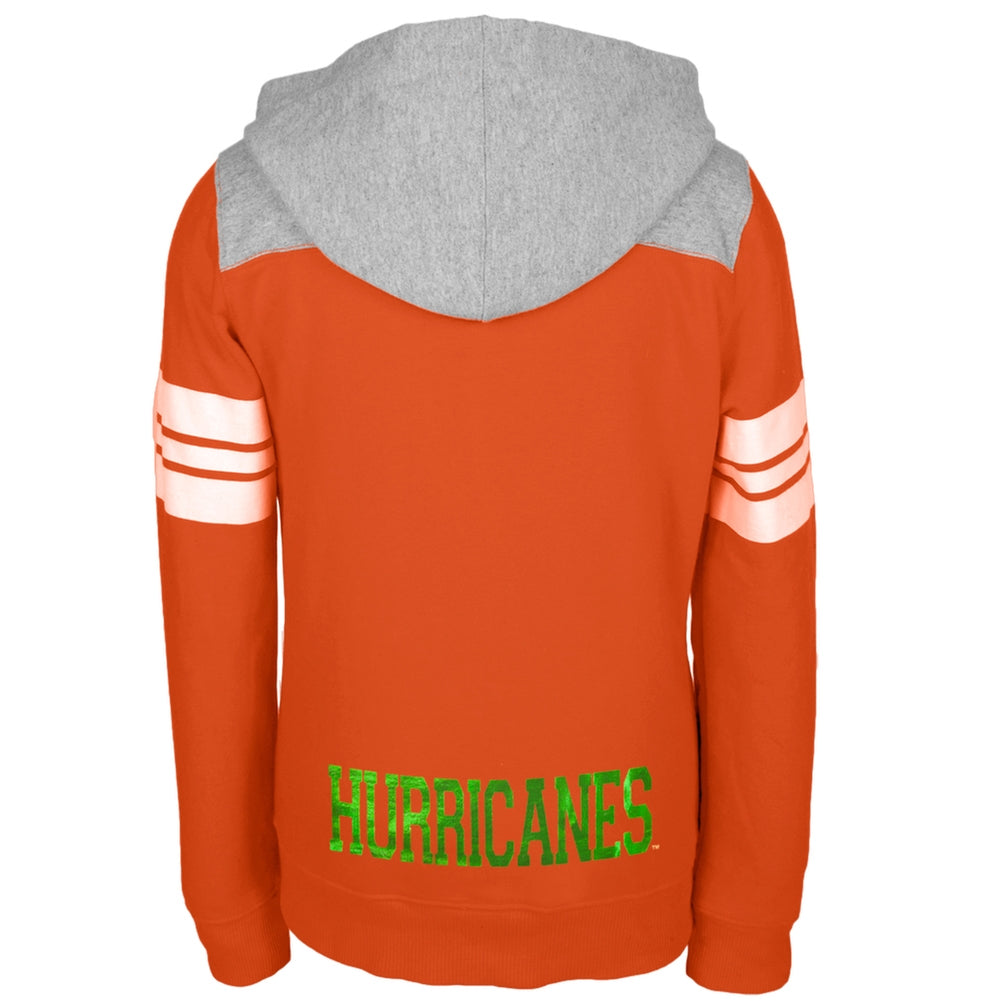 Miami Hurricanes - Rhinestone Rays Logo Girls Youth Zip Hoodie Youth Hoodies Miami Hurricanes   