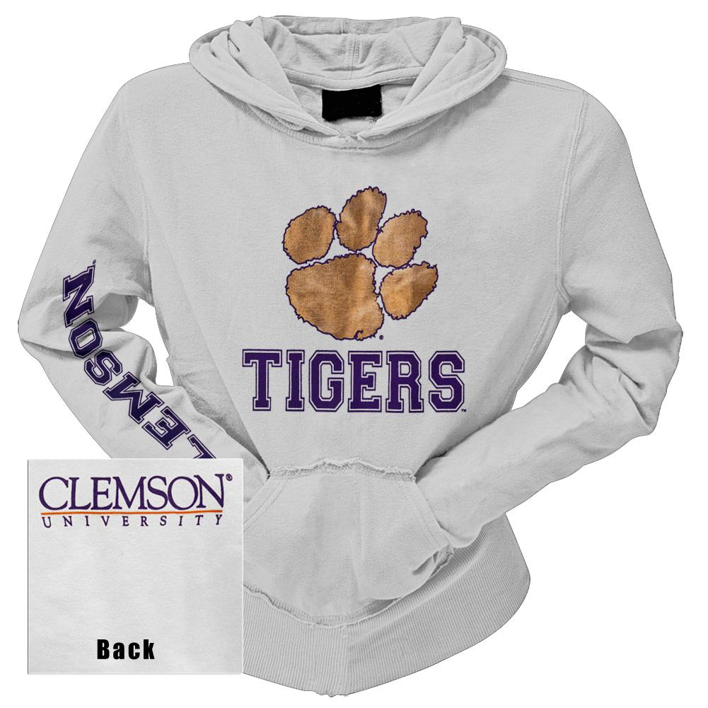 Clemson Tigers - Foil Logo Juniors Pullover Hoodie Juniors Hoodies Clemson Tigers SM White 