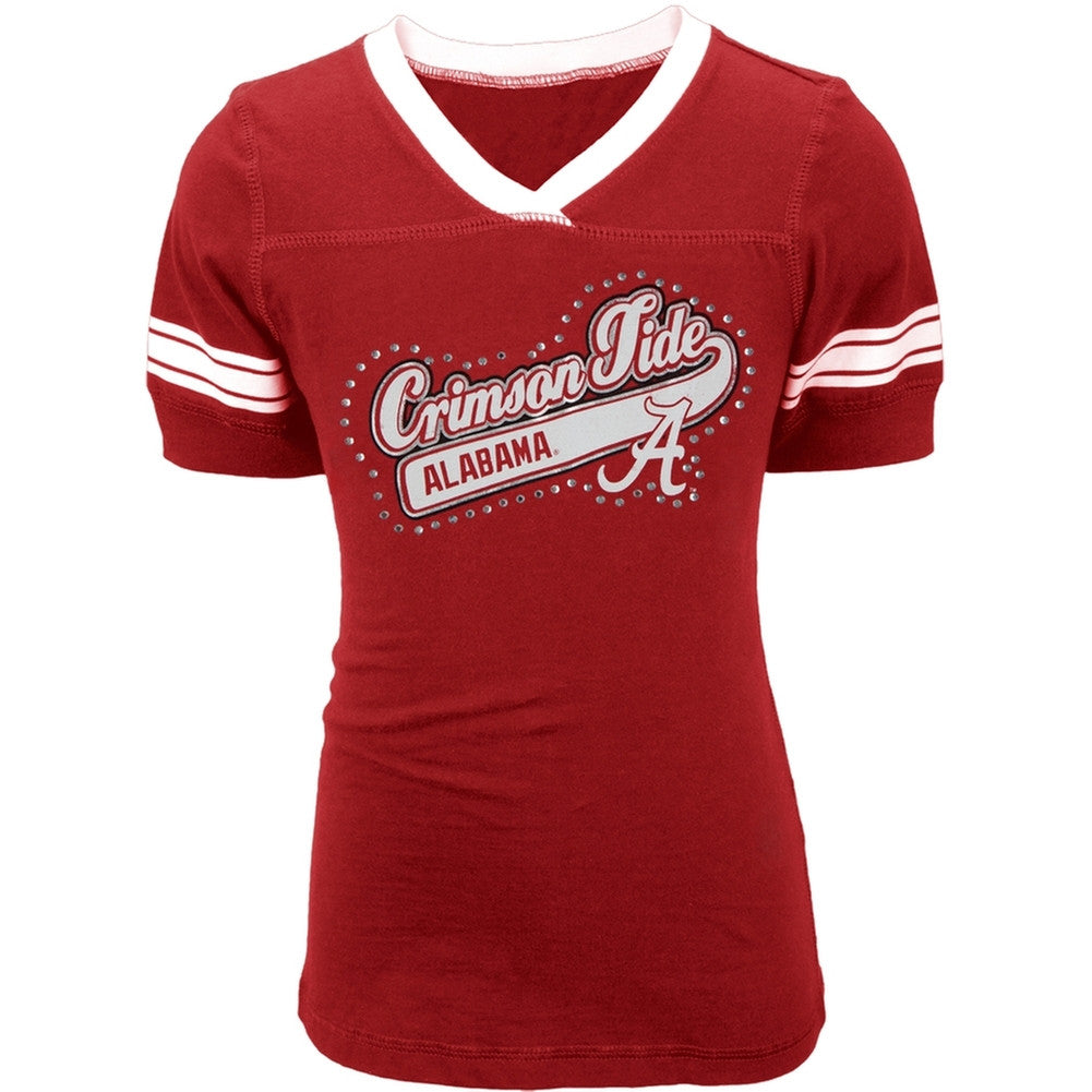 Alabama Crimson Tide - Rhinestone Swoop Logo Girls Juvy T-Shirt Juvenile T-Shirts Alabama Crimson Tide   