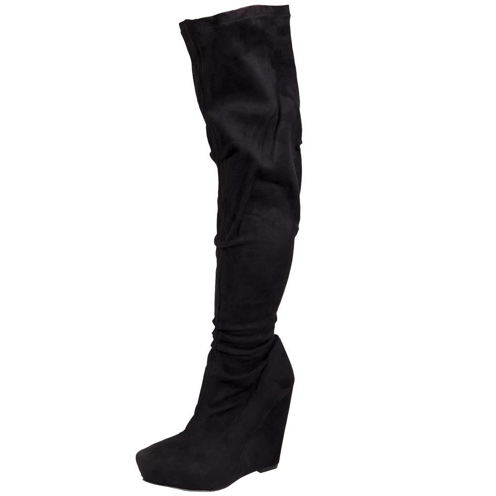 Paris Hilton Footwear - Jezabel - Black Stretch Knee High Boots Boots Paris Hilton Clothing & Accessories 5.5  