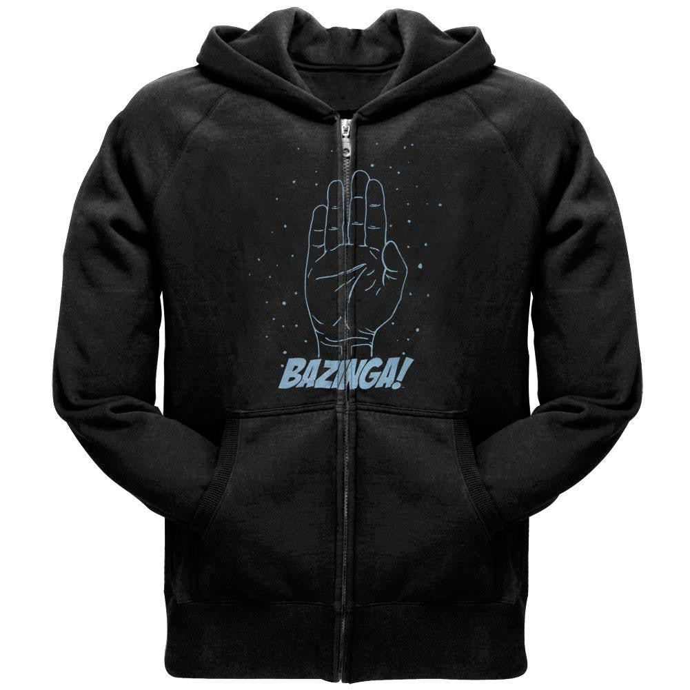 Big Bang Theory - Spock Hand Bazinga Zip Hoodie Men's Hoodies Big Bang Theory SM Black 